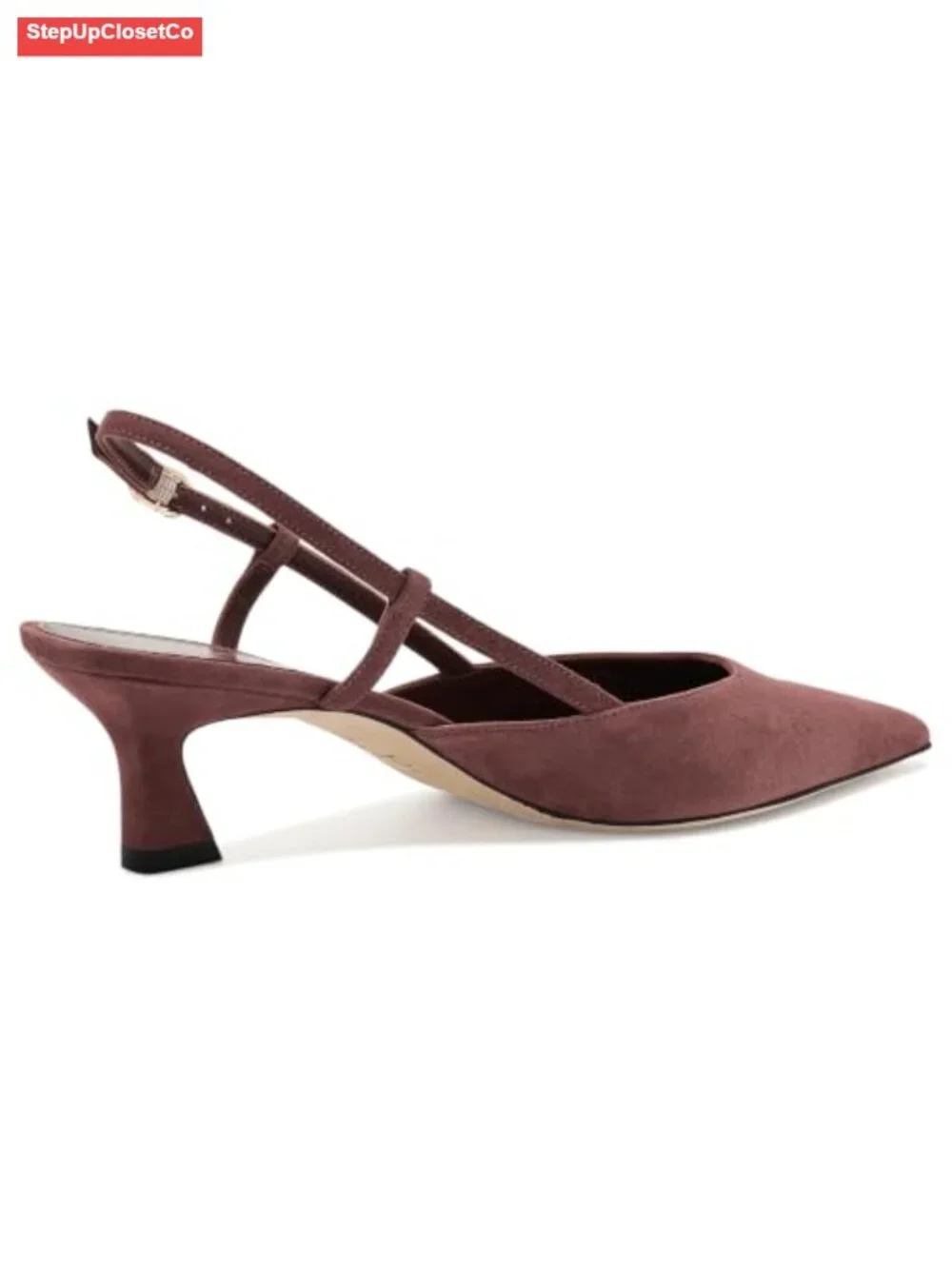 Leather Slingback Pumps Kitten Heels Pointed Toe